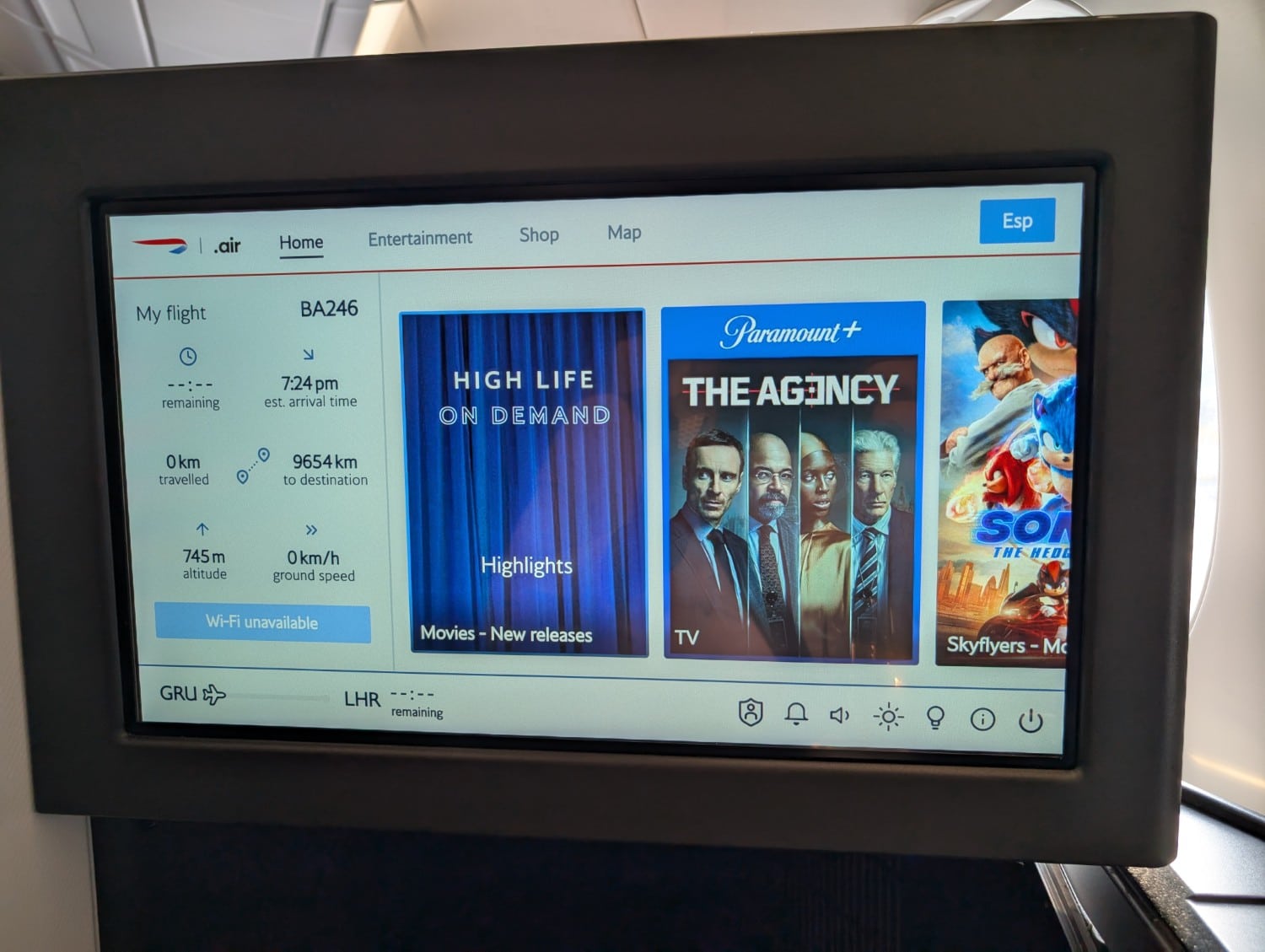 british airways business class a350 entertainment console selection