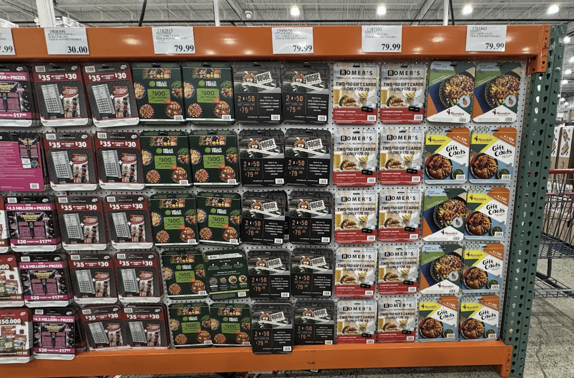 restaurant gift cards on sale at costco