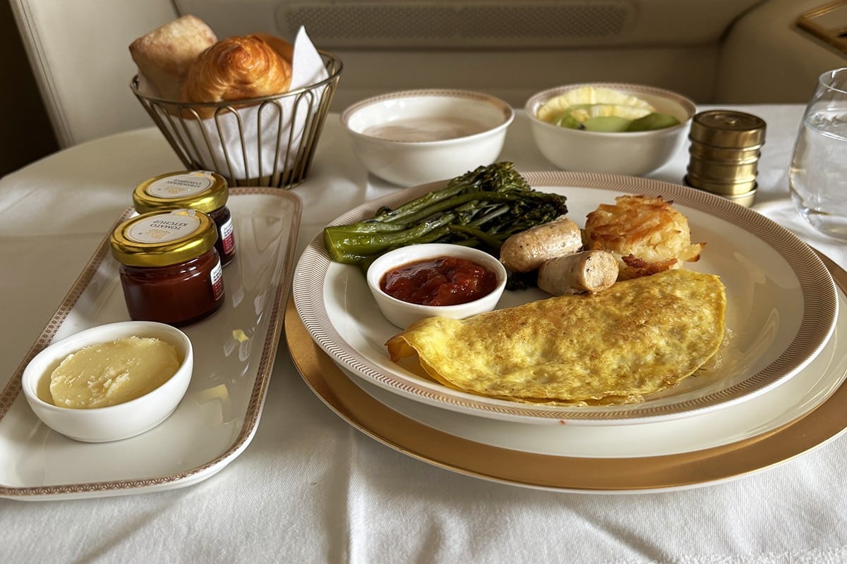 air india first class 777-300er breakfast