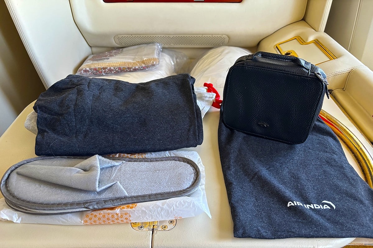 air india first class 777-300er pajamas and slippers