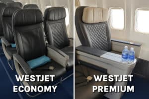 westjet offer to upgrade to premium economy side-by-side comparison