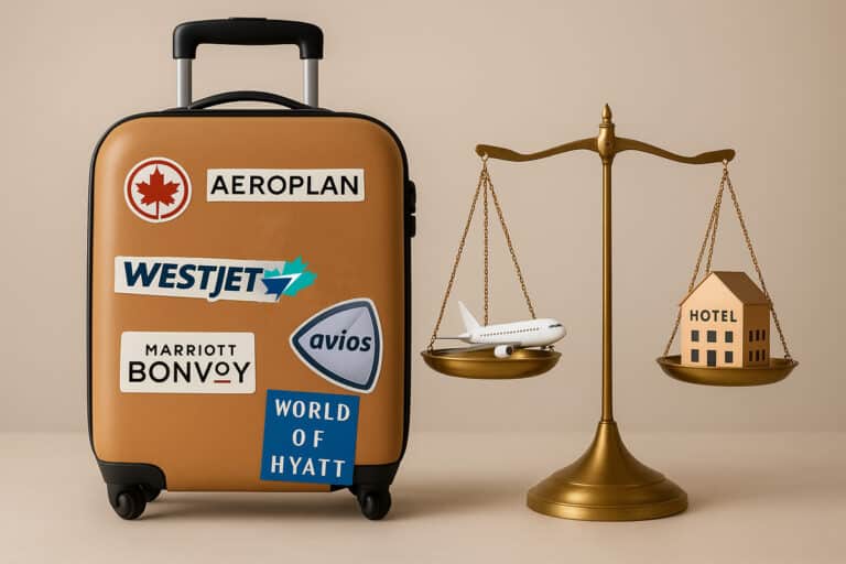 airline or hotel points which to choose scale luggage stickers