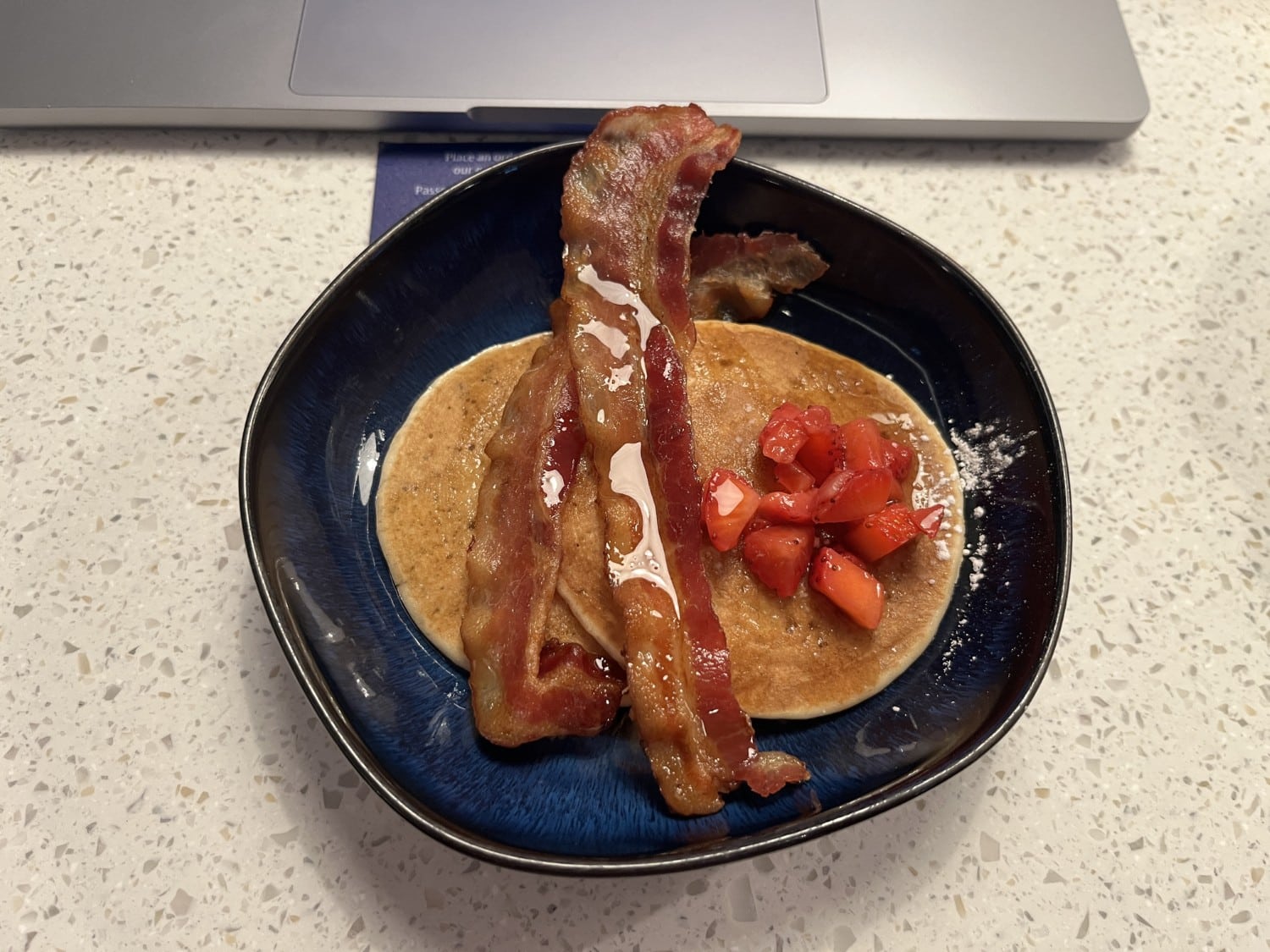 WestJet Elevation Lounge Bacon and Pancakes Breakfast