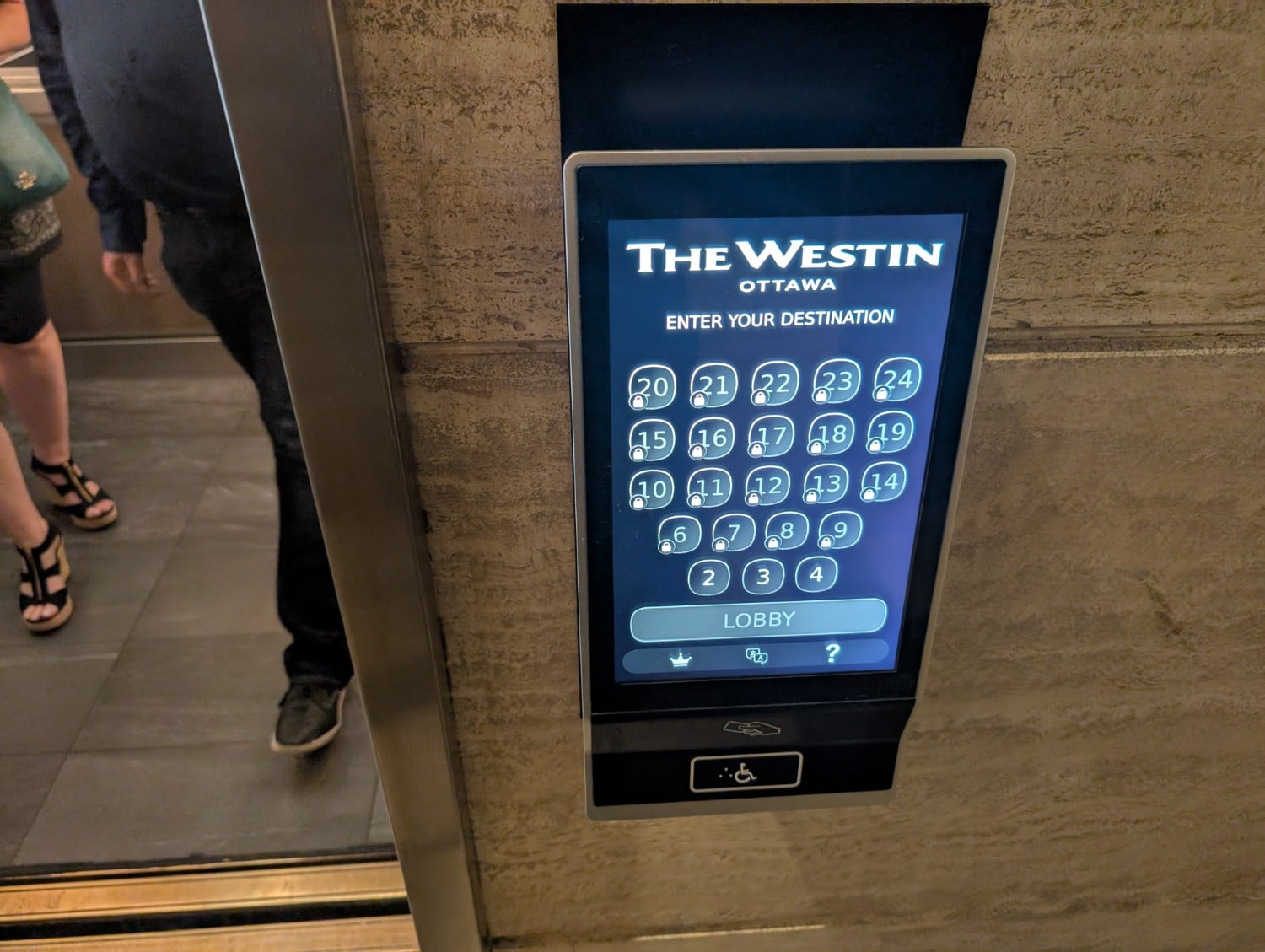 the westin ottawa elevator bank keypad