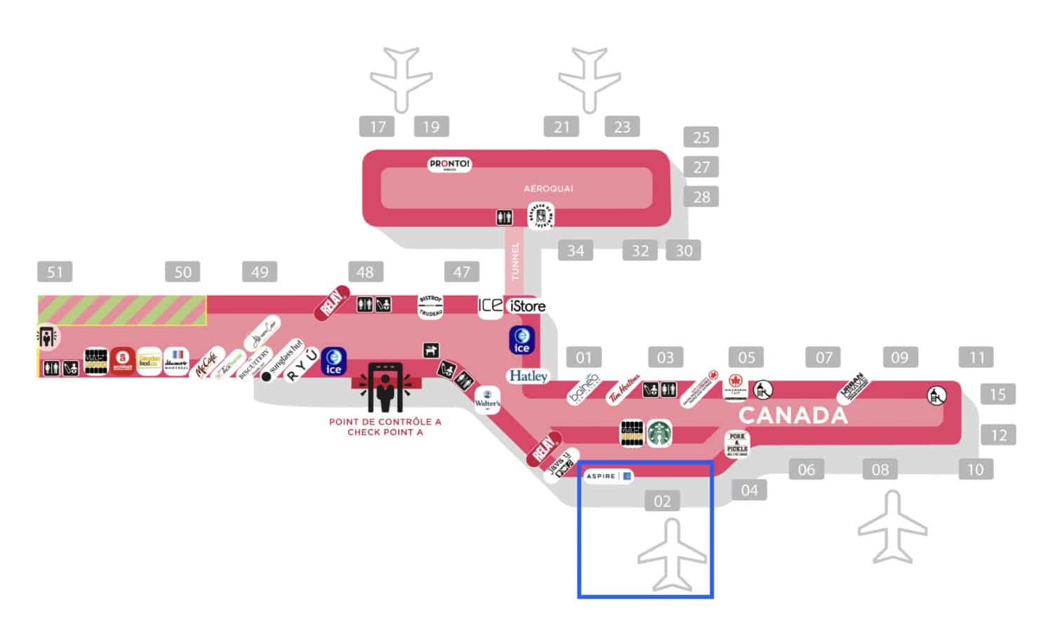 aspire amex lounge montreal yul location