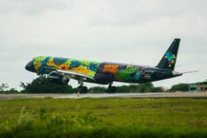 azul brazilian airlines plane taking off