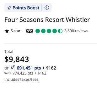 four seasons resort whistler pricing on chase travel