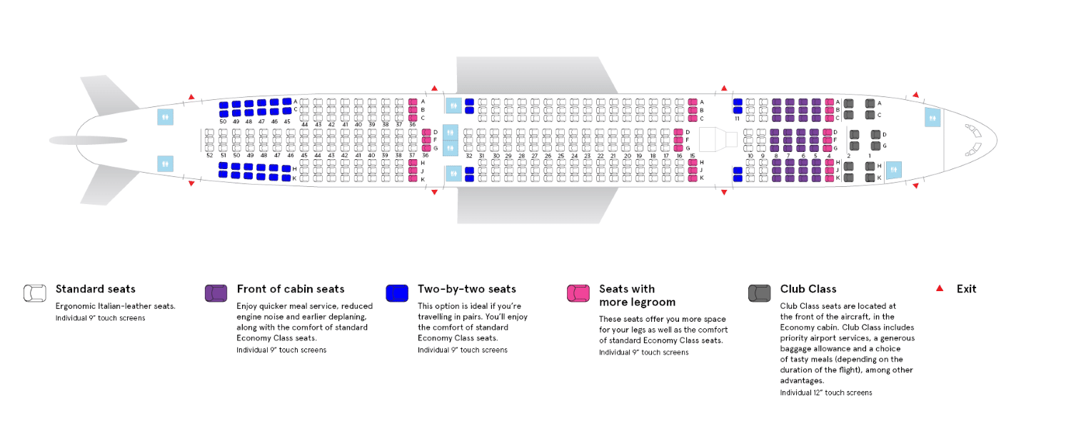 air transat seating arrangement map