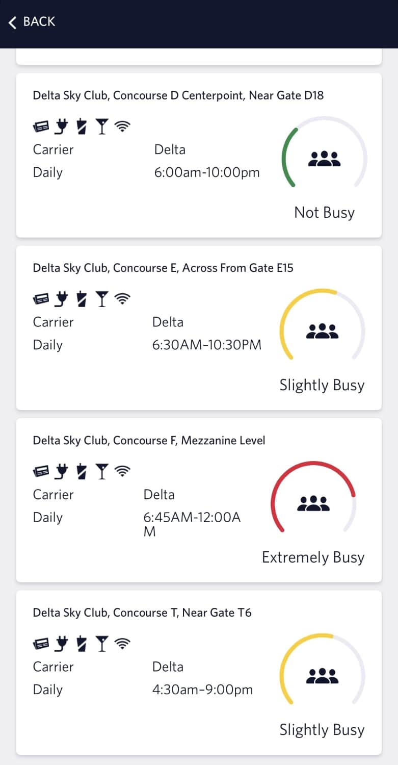 delta sky clubs capacity in delta mobile app