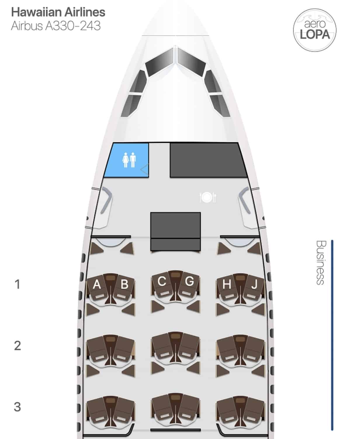 hawaiian airlines business class a330 seat map