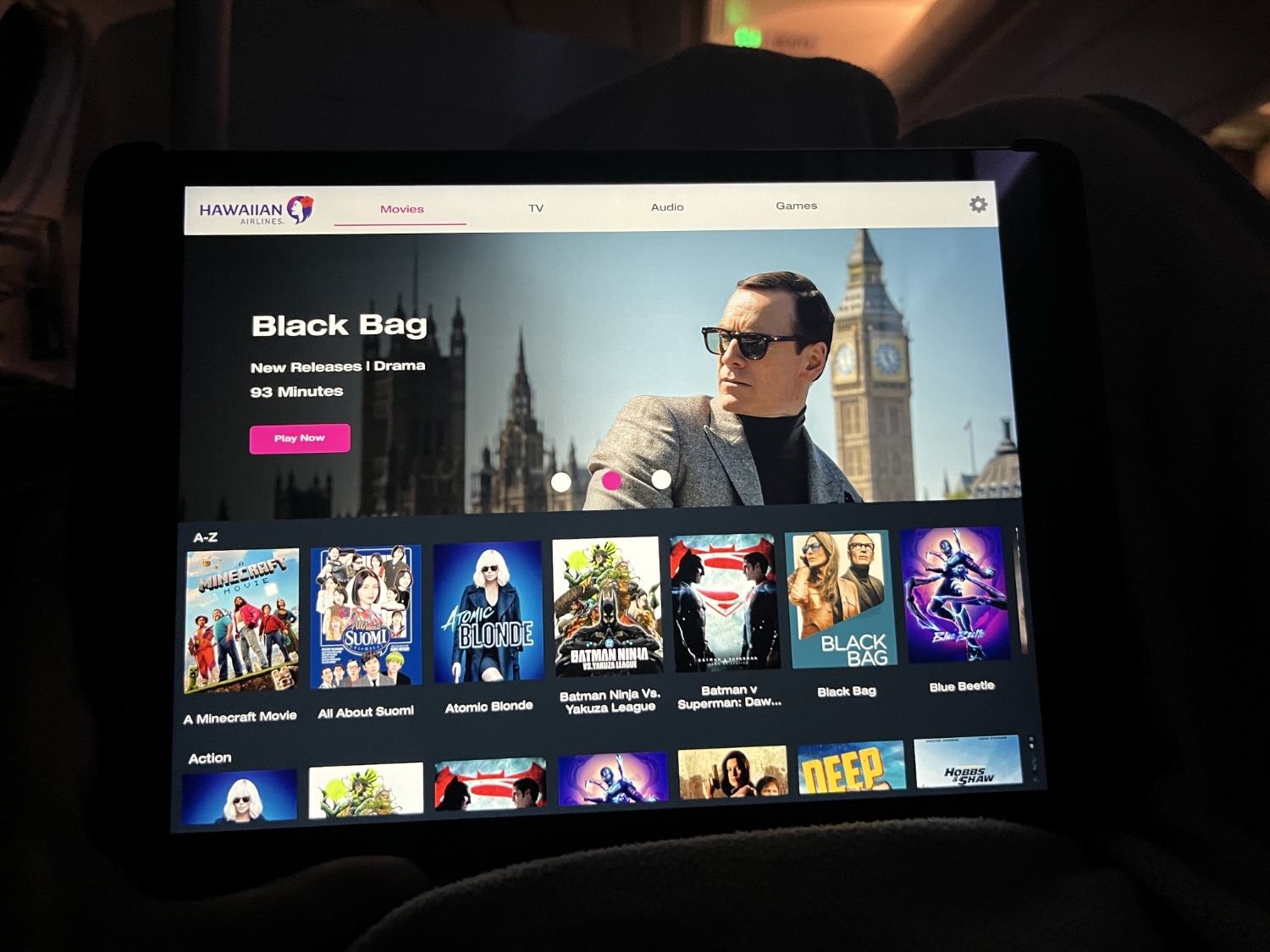 hawaiian airlines business class a330 tablet movie selection