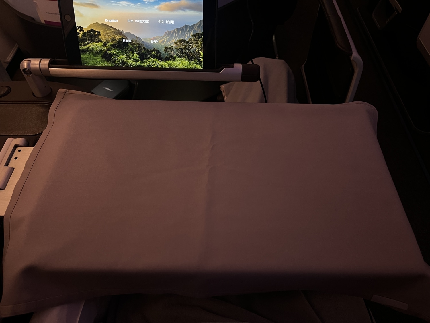 hawaiian airlines business class a330 tray table set with cloth