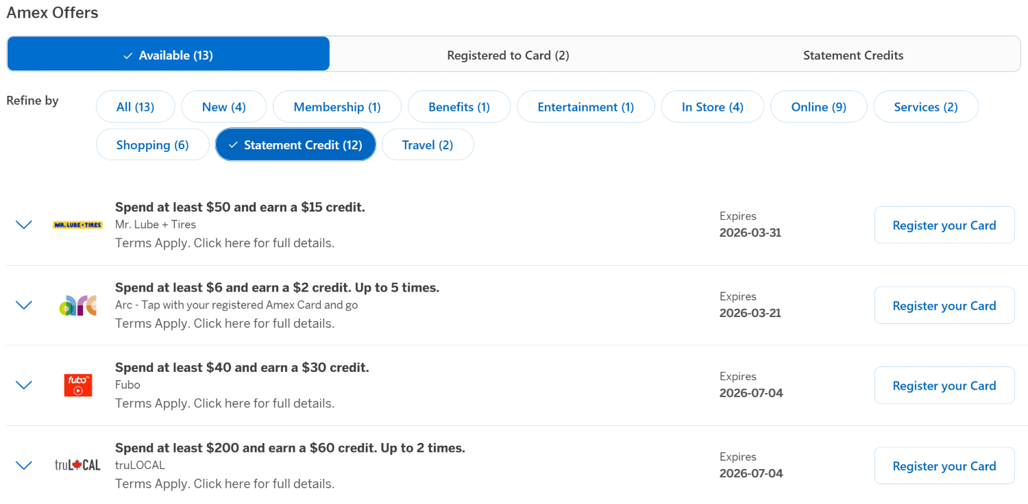 american express offers in canada