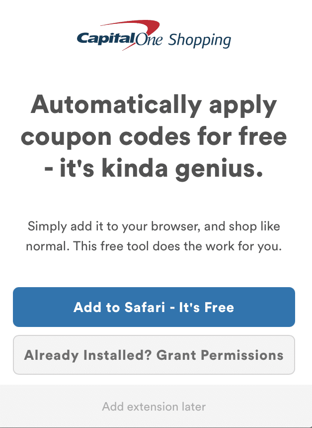 capital one shopping browser addon