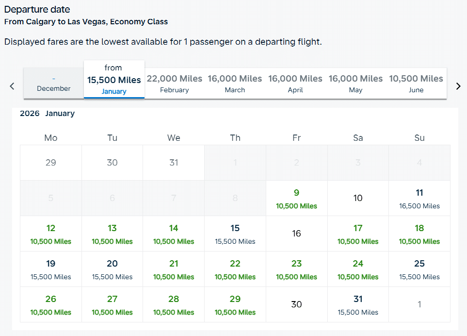 flying blue calgary to las vegas award availability