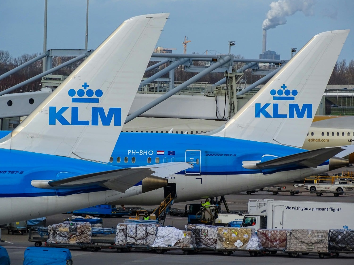 klm airplane parked on tarmac