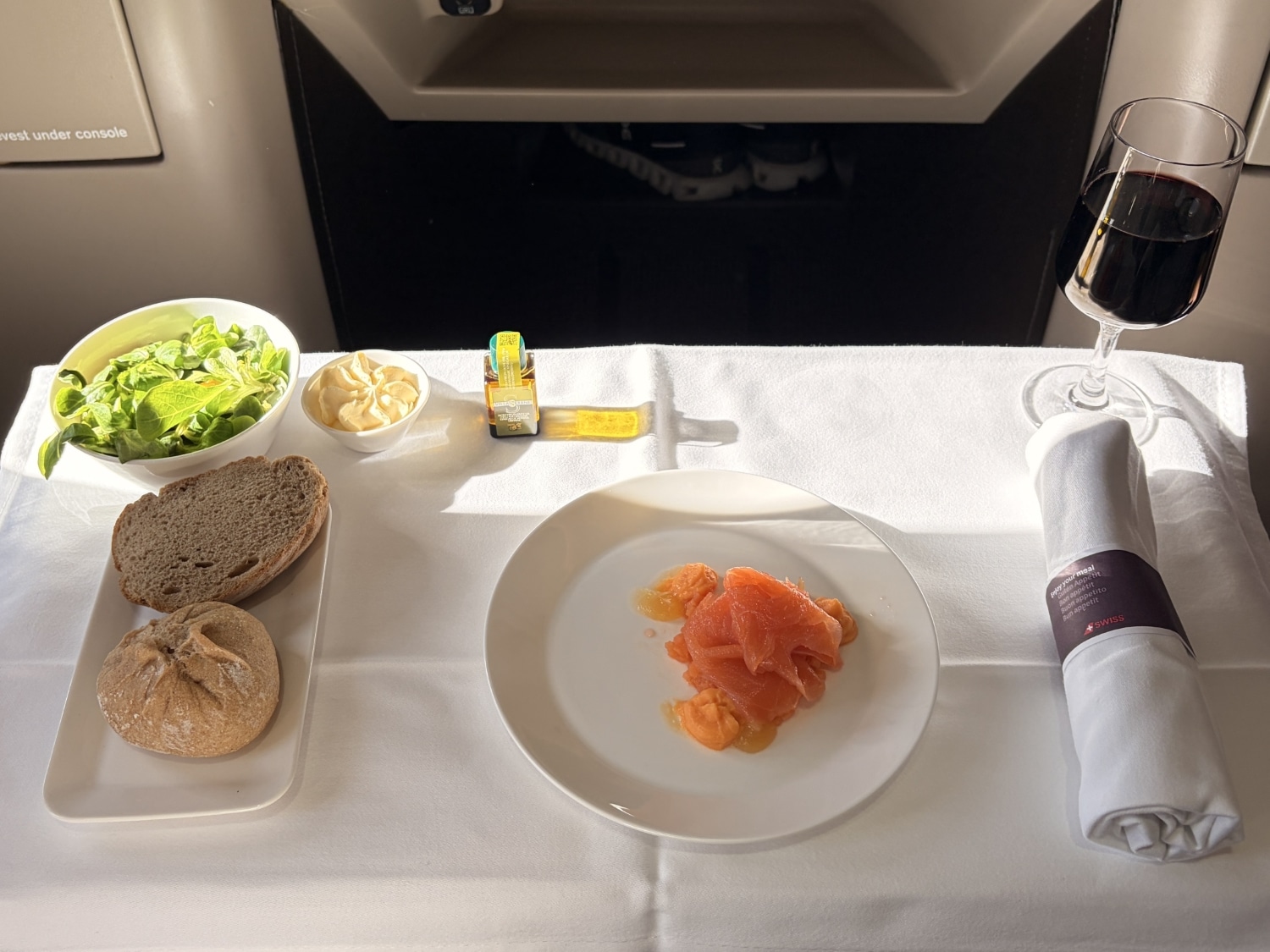 swiss business class a330 balik salmon appetizer