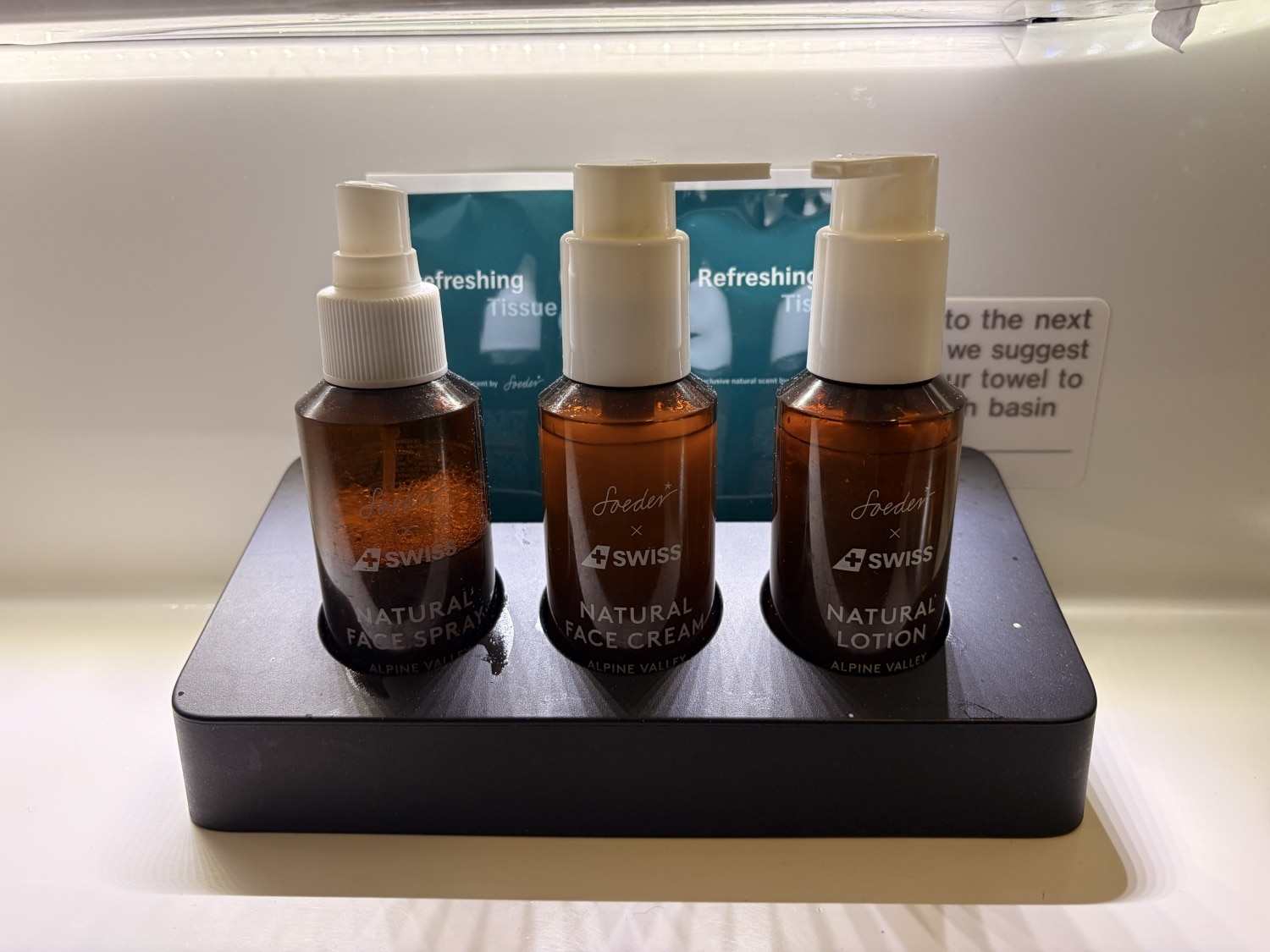 swiss business class a330 bathroom amenities