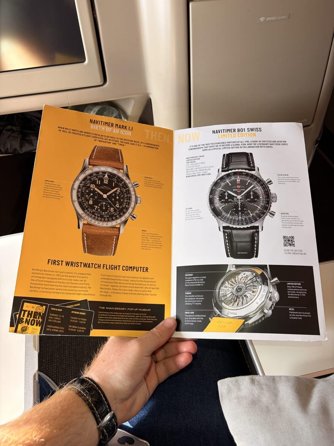 swiss business class a330 breitling brochure inside