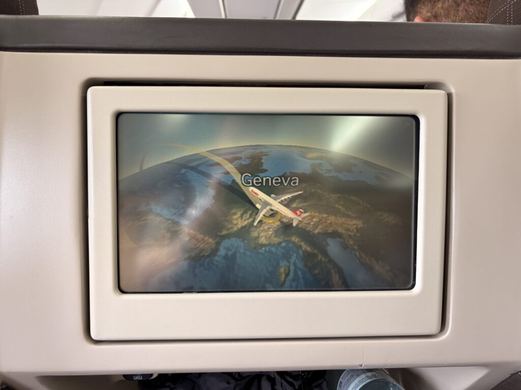 swiss business class a330 entertainment console flight map