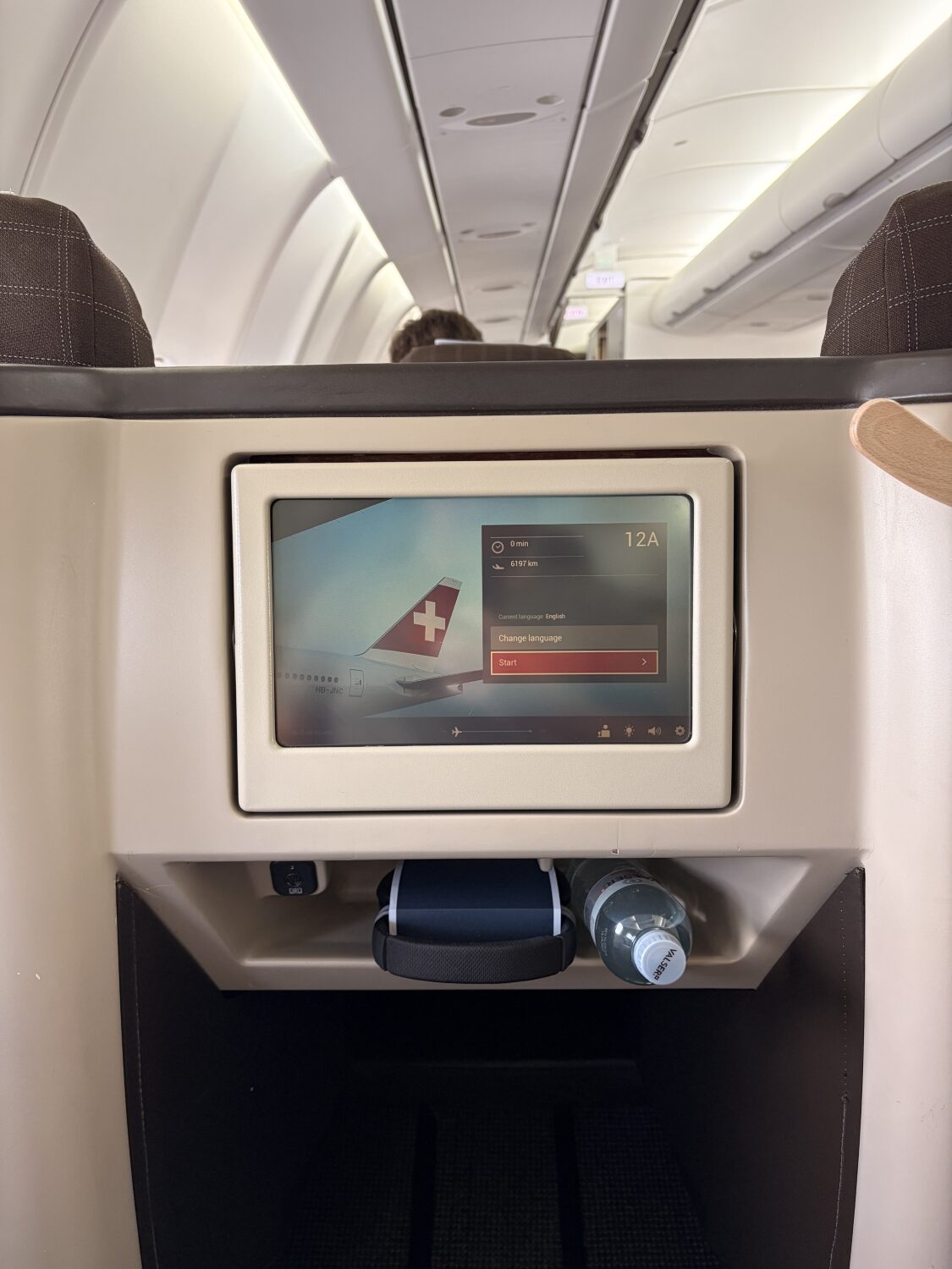 swiss business class a330 entertainment console on