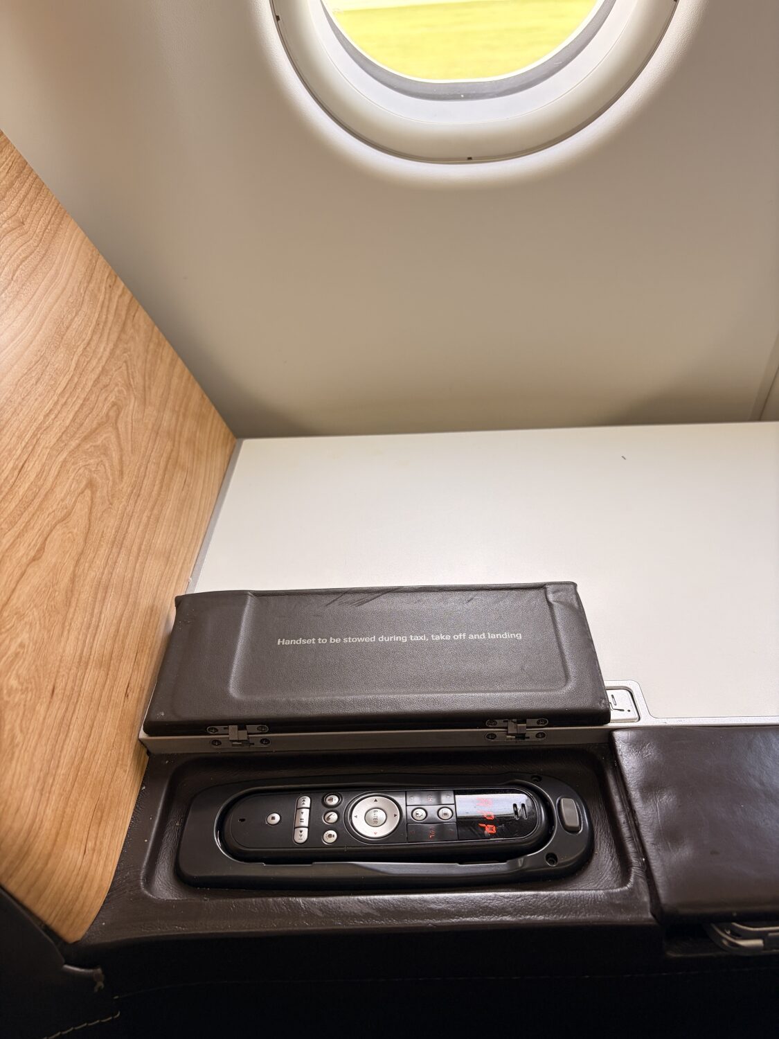 swiss business class a330 entertainment console remote stowed