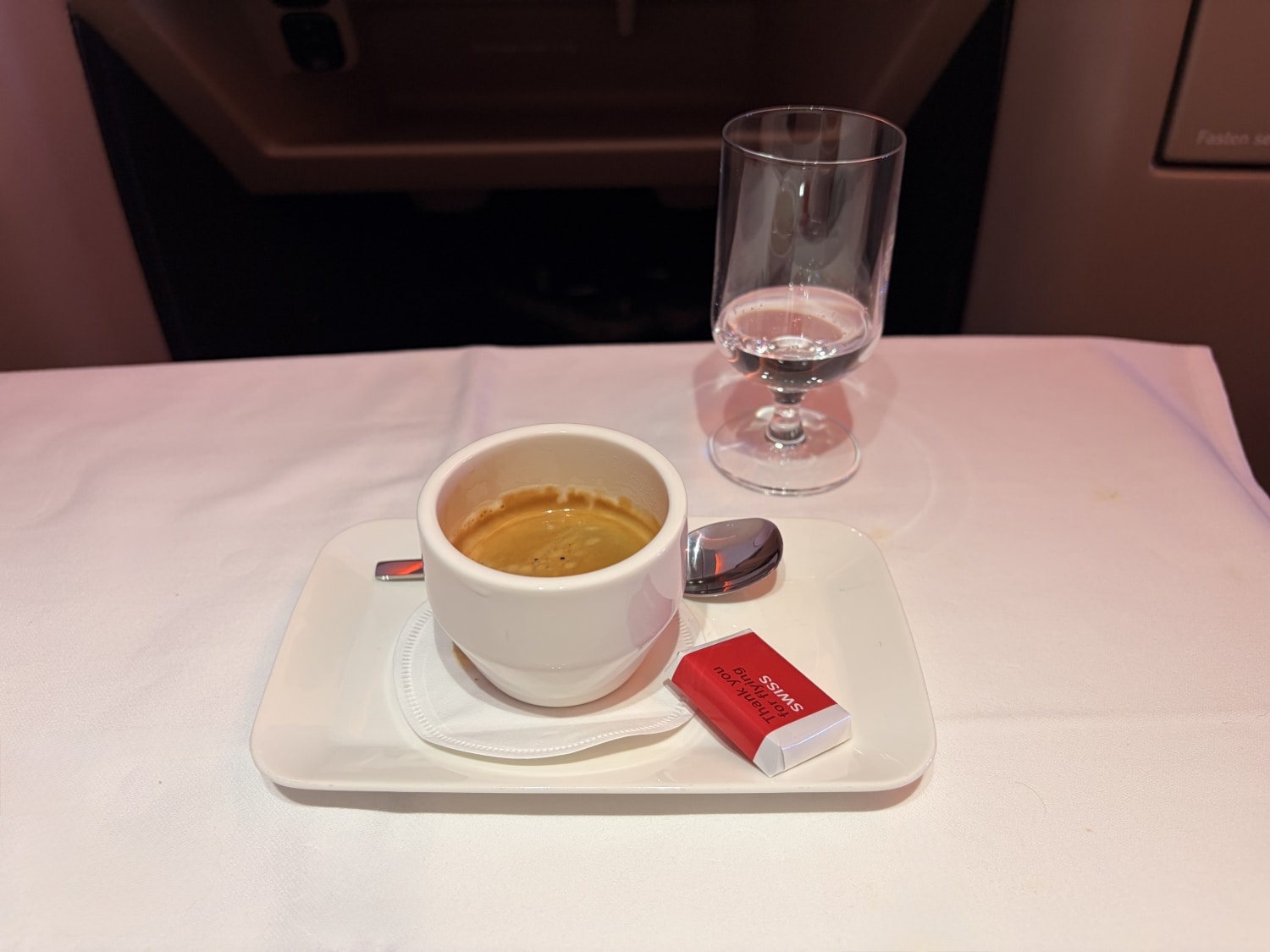 swiss business class a330 espresso with chocolate