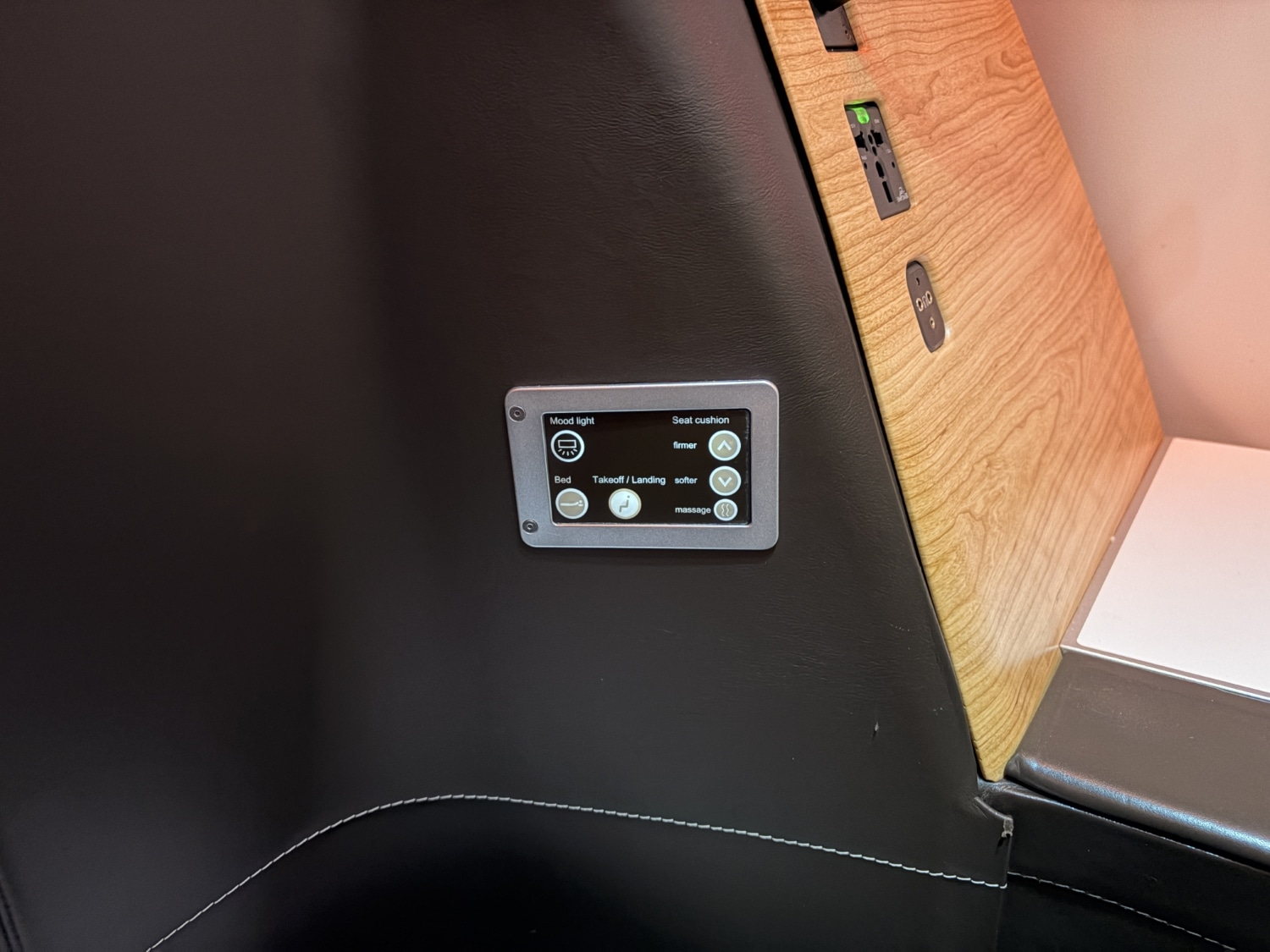 swiss business class a330 seat controls while in lie flat mode