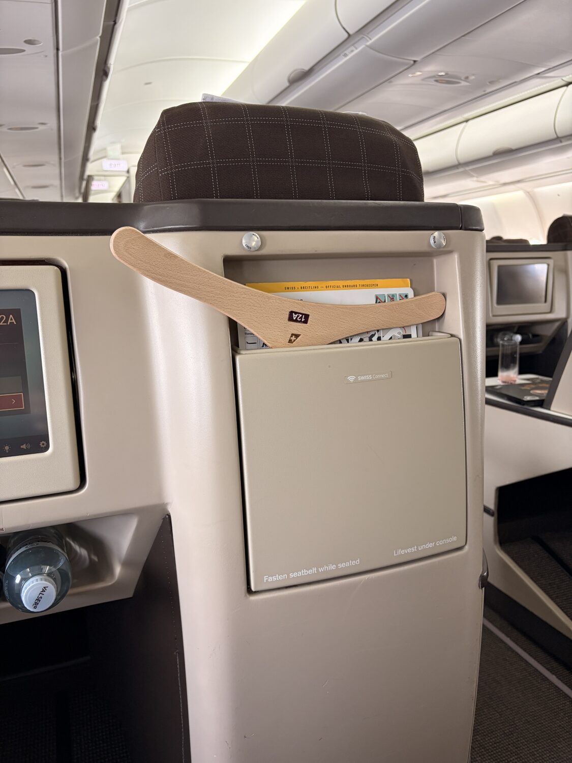 swiss business class a330 storage compartment
