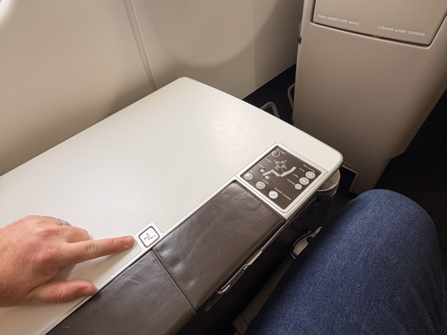 swiss business class a330 tray table button