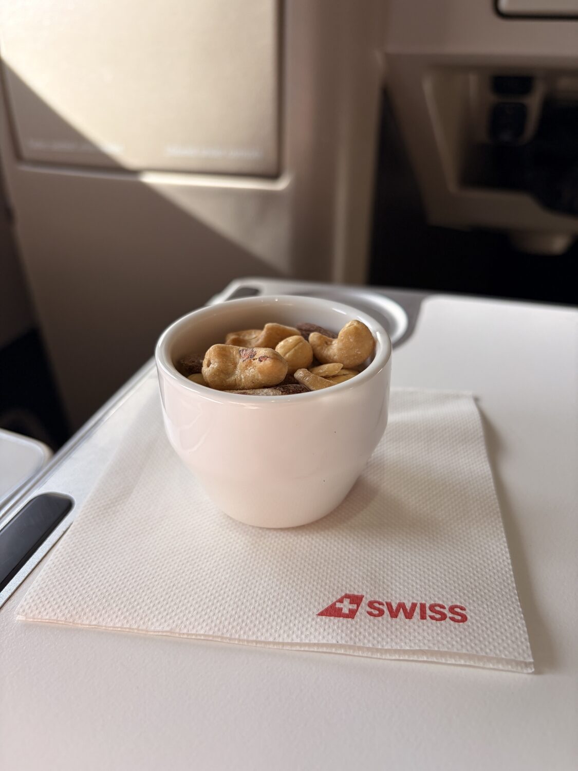 swiss business class a330 warm nuts