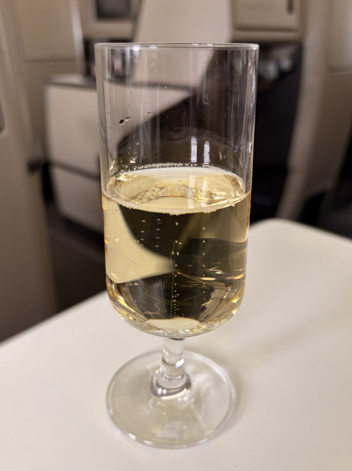 swiss business class a330 welcome champagne