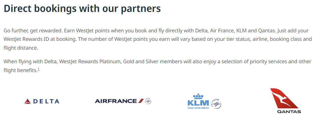 westjet partner airlines