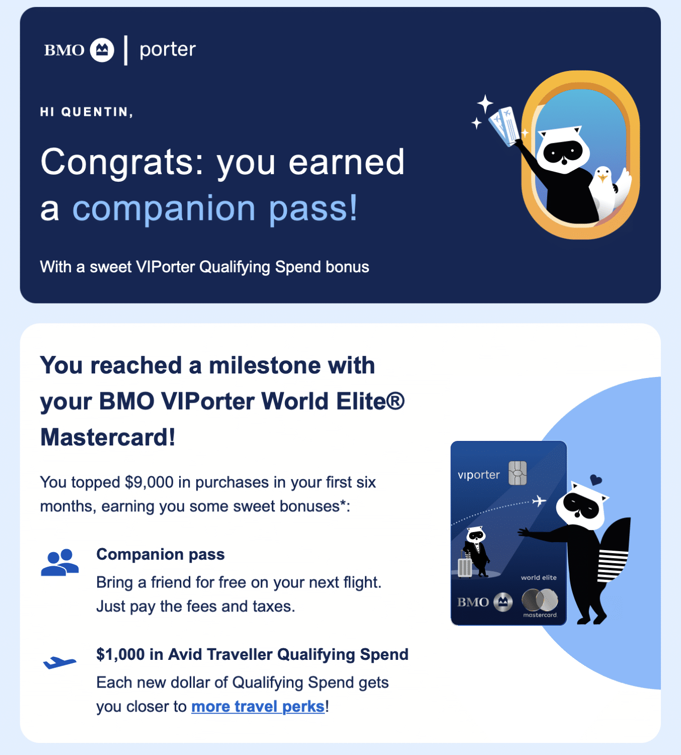 earned viporter companion pass from mastercard benefit