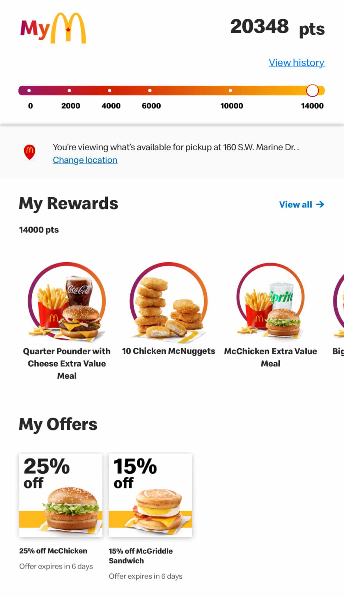 mymcdonalds rewards in app offers