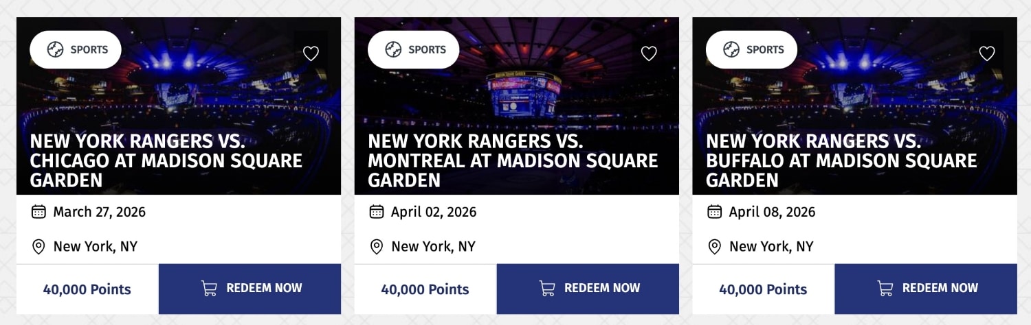 new york rangers nhl ticket redemptions on wyndham rewards experiences