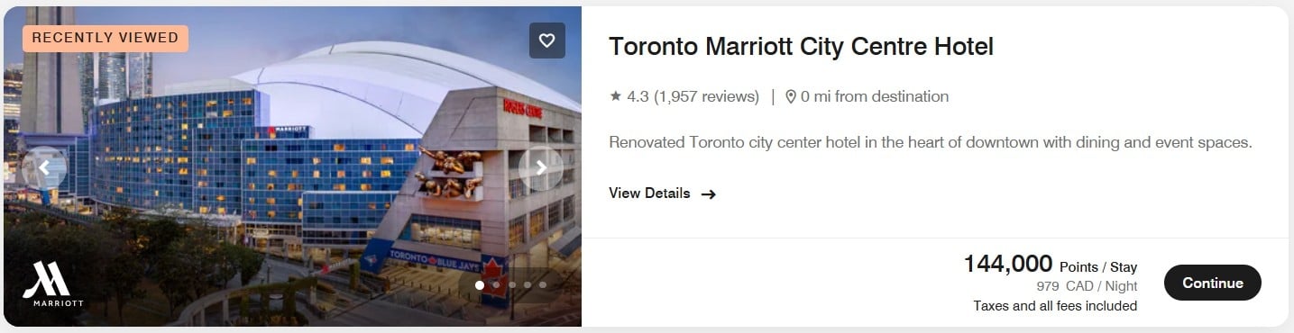 toronto marriott city centre hotel pricing