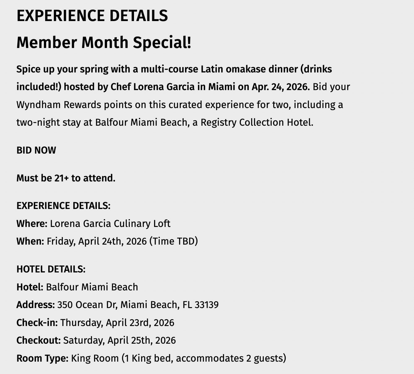 wyndham rewards experience details