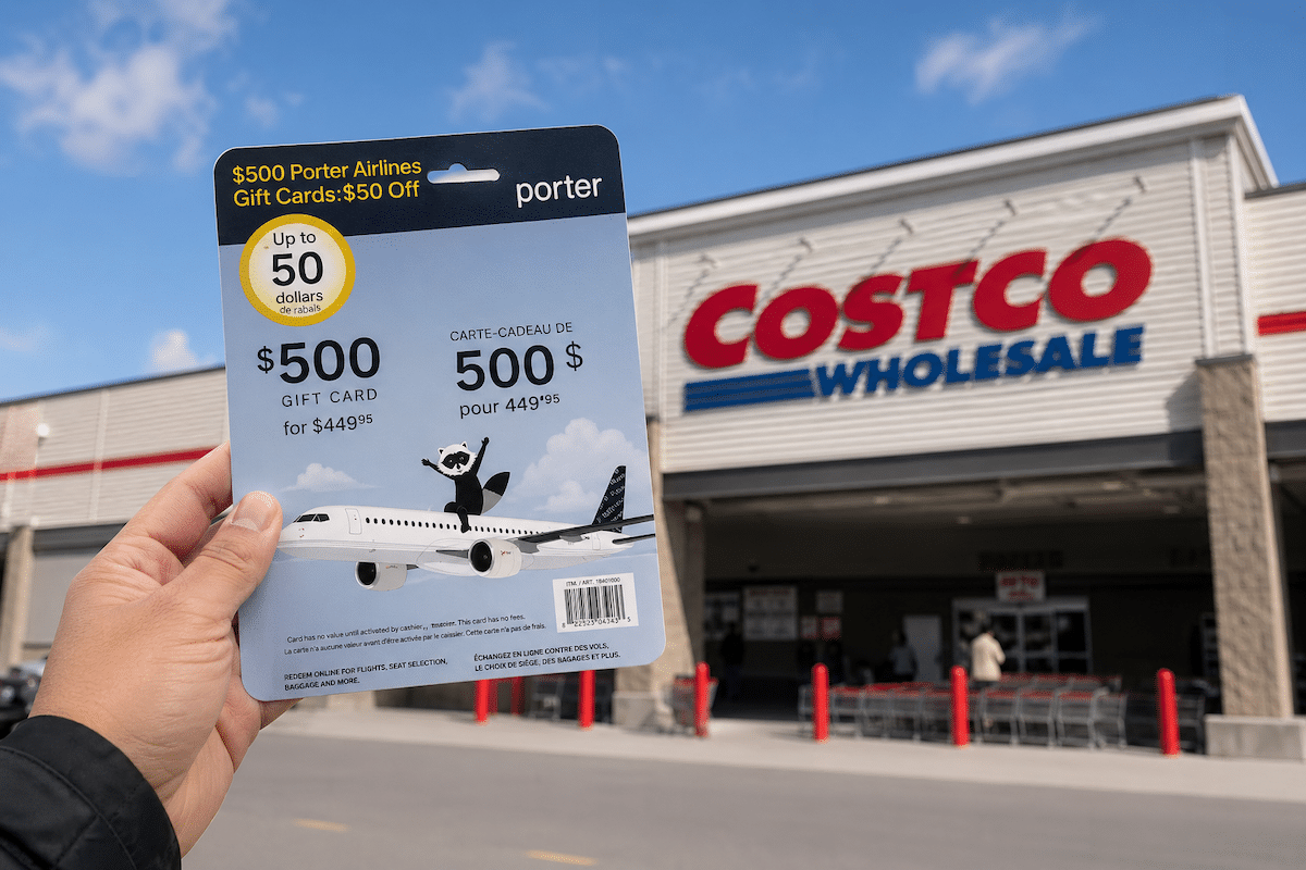 costco porter airlines gift card $500 with $50 off