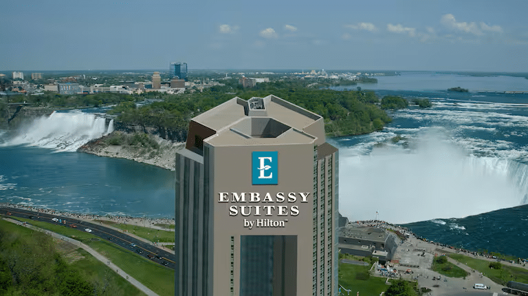 embassy suites by hilton niagara falls exterior with waterfalls