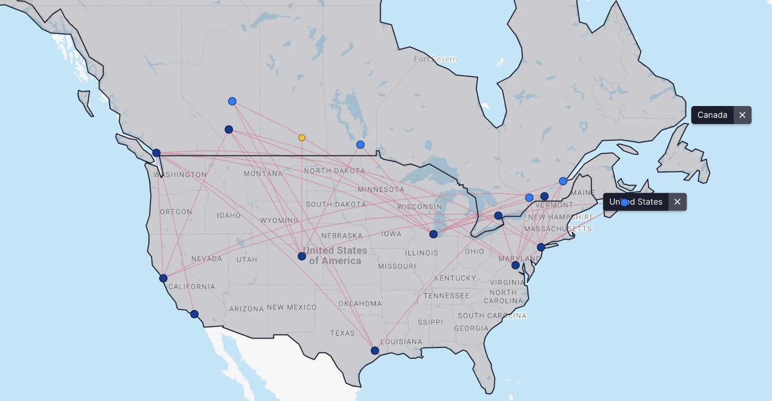 united airlines route map in north america