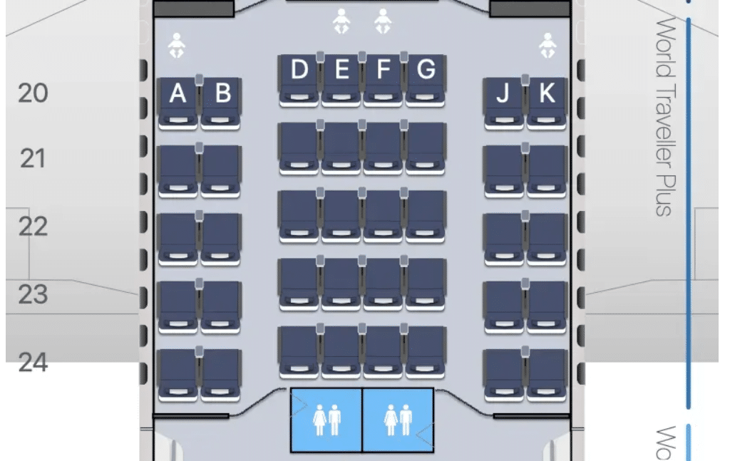 british airways premium economy 787-9 seat map