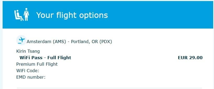 klm business class 787-10 in-flight wifi pricing