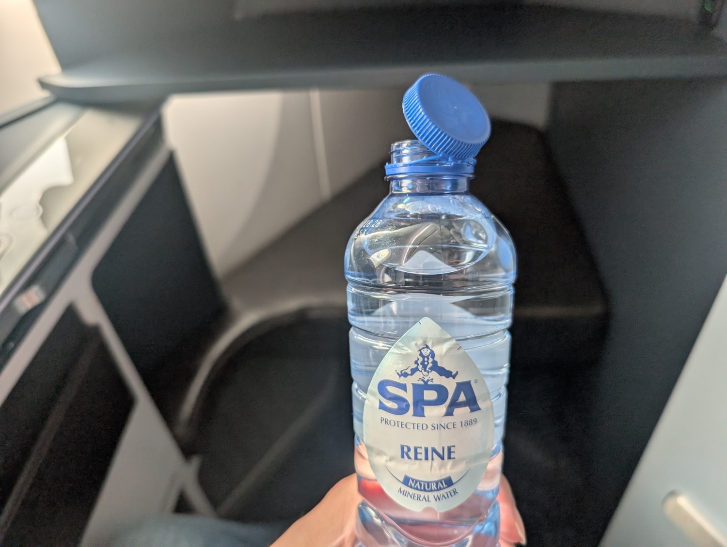 klm business class 787-10 water bottle opened