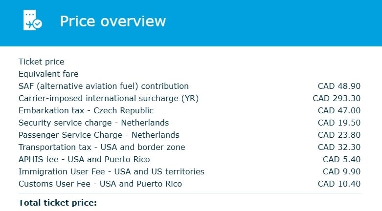 klm flight booking with flying blue miles total ticket price