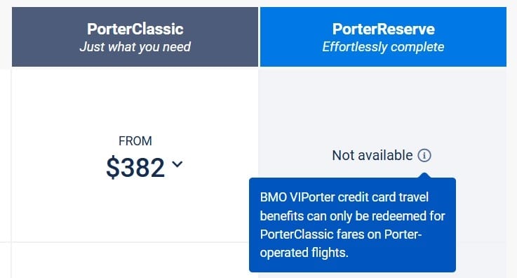 unable to use porter companion pass on porterreserve fare class