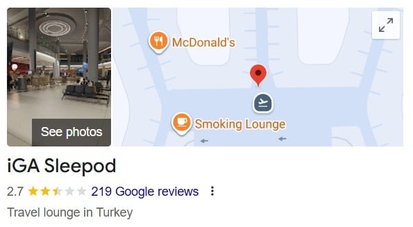 IGA sleep pods in turkey airport with low rating