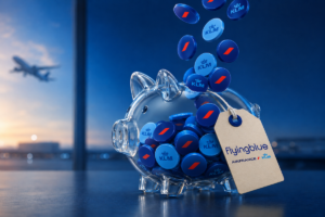 buying flying blue points piggy bank with falling klm coins