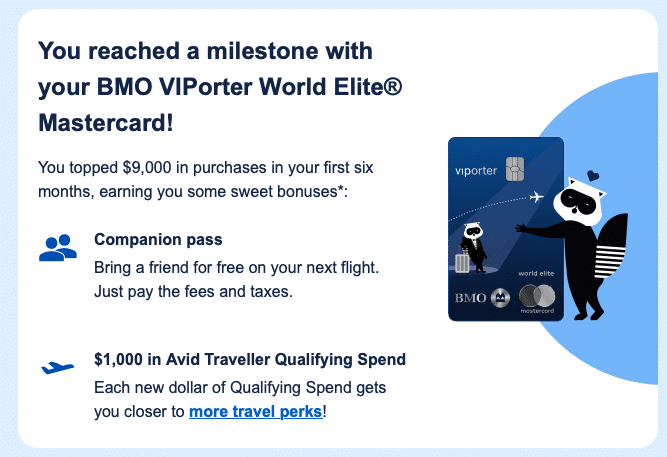 milestone with bmo viporter world elite mastercard