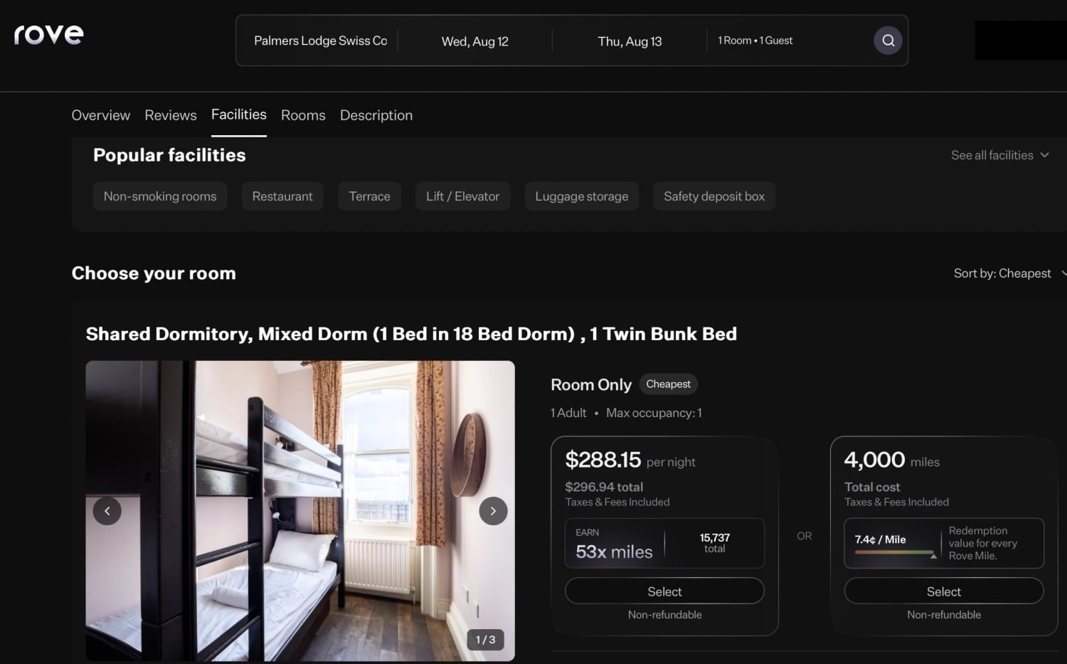 rove miles hotel booking with high multiplier